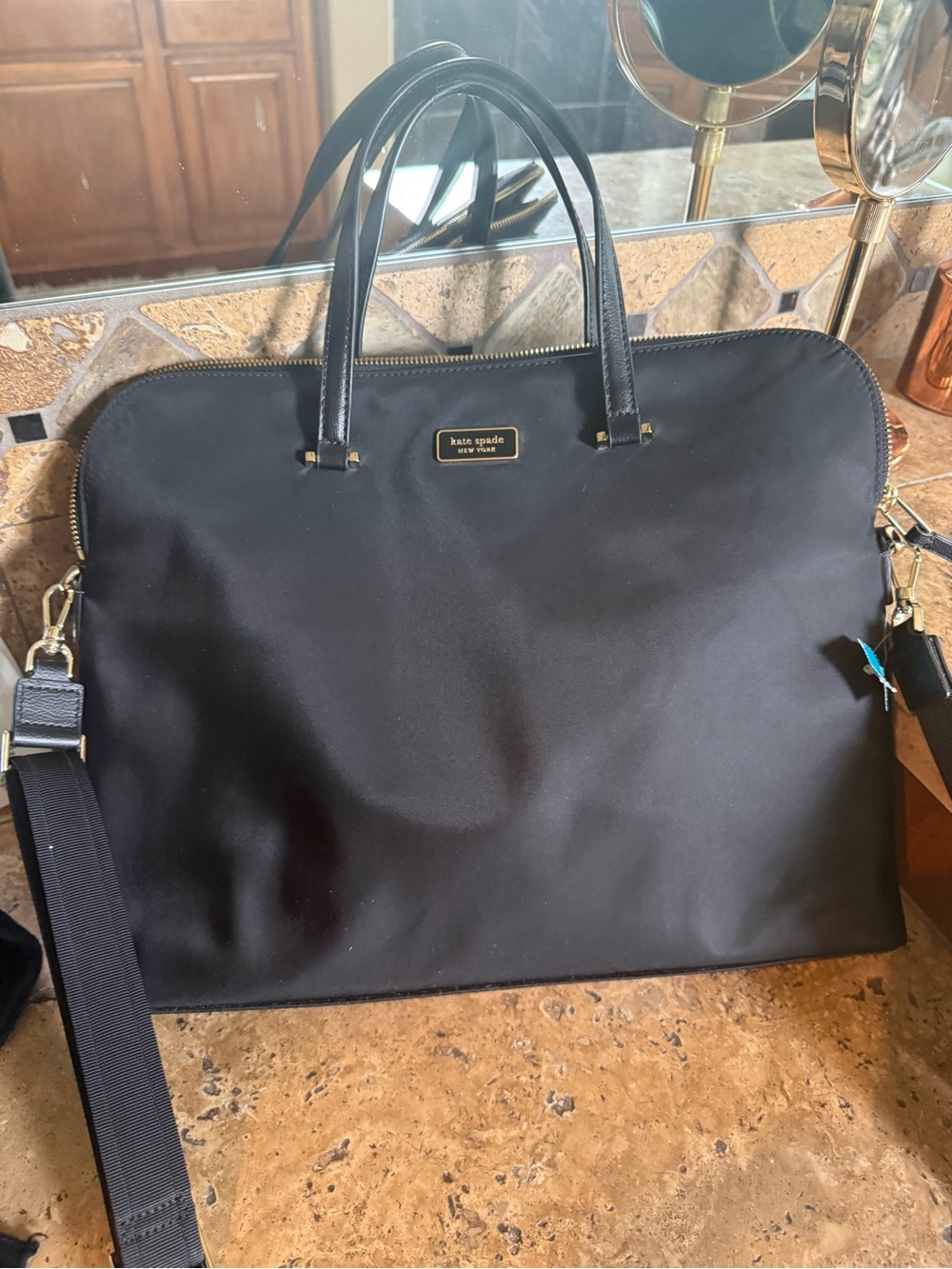 kate spade Black Nylon Laptop Briefcase with Shoulder Strap